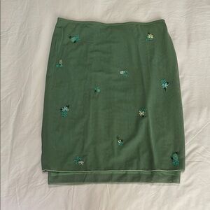 Vintage Laundry by Shelli Segal Green Embroidered Skirt